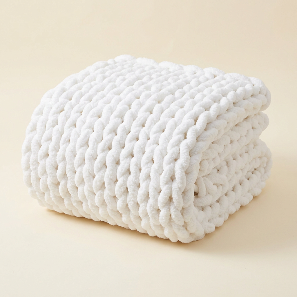 Chunky Knit Weighted Blanket — White