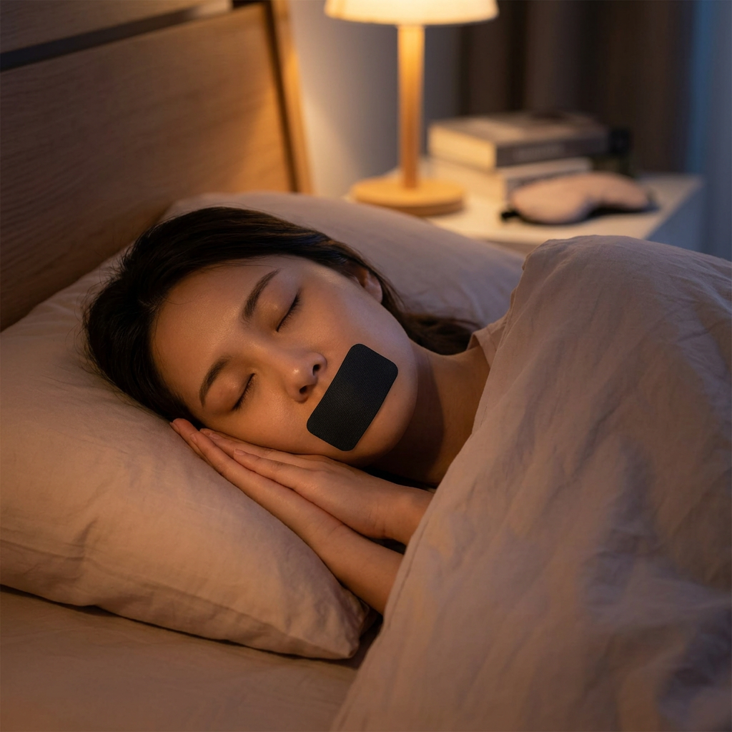 Anti-Snoring Mouth Patches — in use